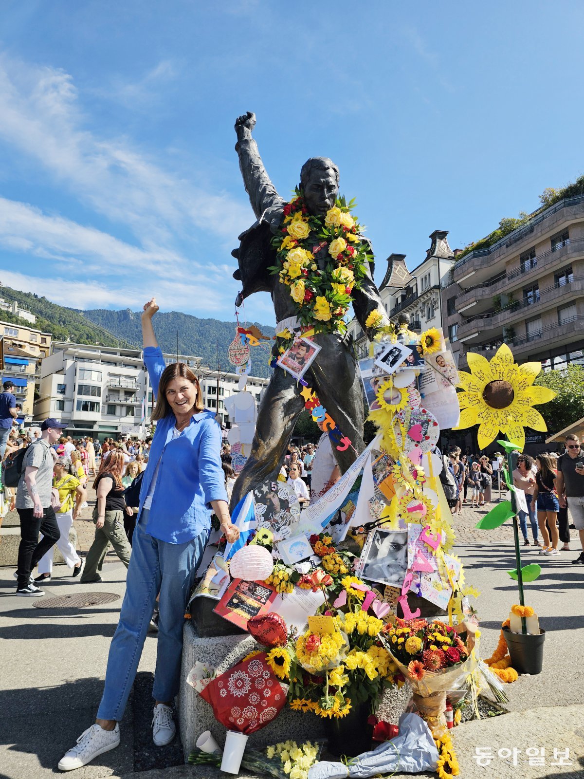 Statue of Freddie Mercury, vocalist of British rock group Queen, in Montreux.