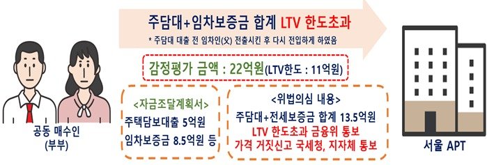 LTV 한도초과 및 가격 거짓신고 사례.(국토교통부 제공)