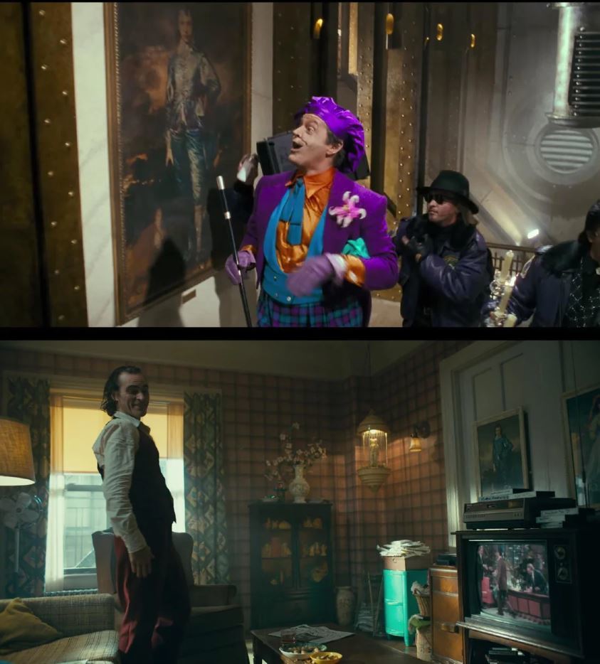 In director Todd Phillips' 'Joker' (2019), there is a meaningful painting hanging above the door of the house (captured below). The picture the Joker sees and the picture hanging is Thomas Gainsborough's 'The Boy in Blue.'