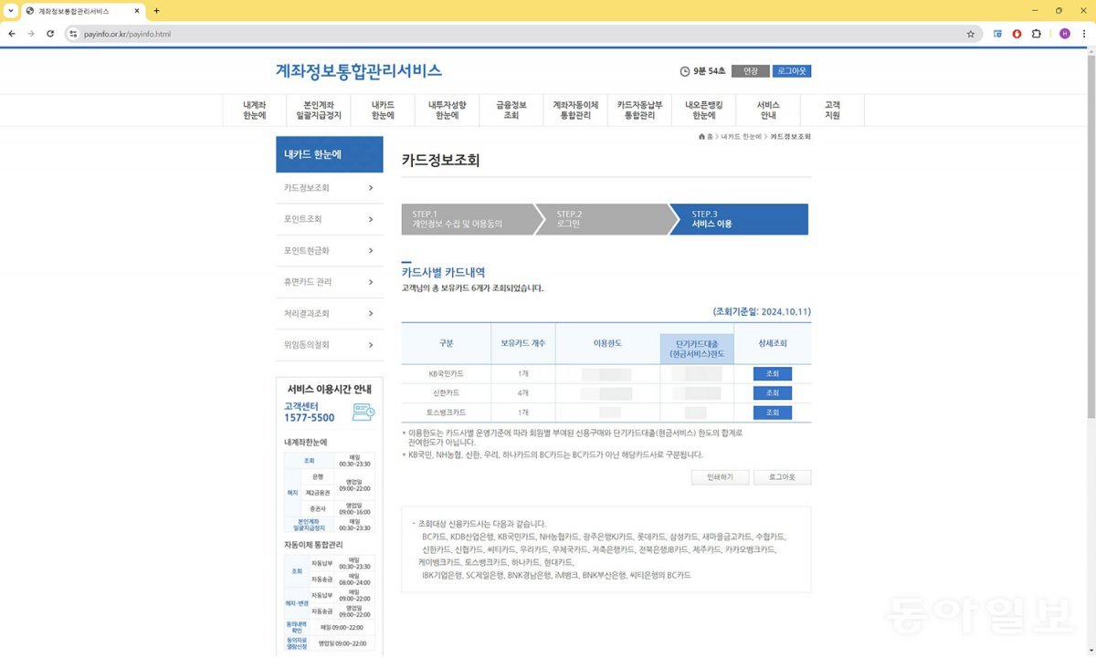 ‘내 카드 한눈에’ 서비스를 사용하면 보유 카드에 대한 정보 확인이 가능합니다. / 출처=IT동아