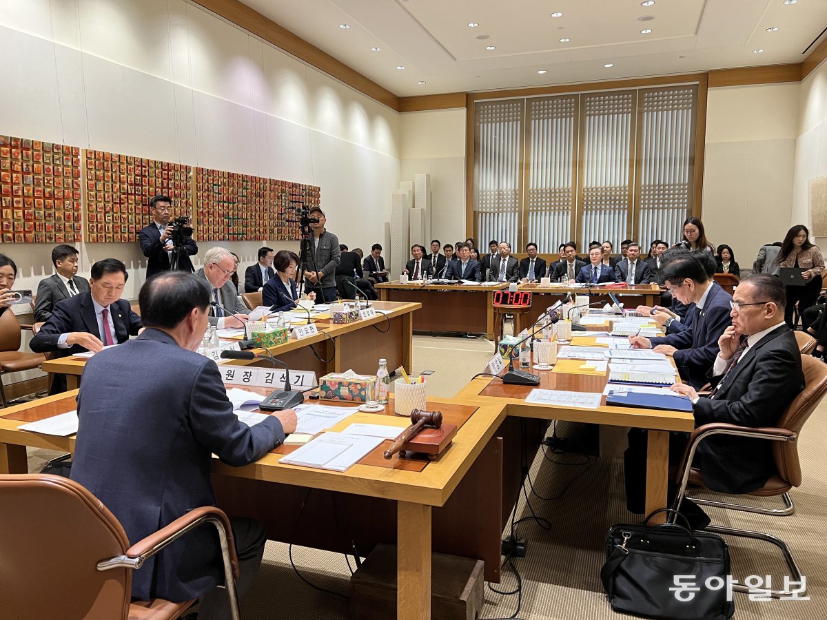 12일(현지시간) 뉴욕 주 유엔 대한민국 대표부에서 열린 외통위 국정감사 모습. 뉴욕=임우선 특파원