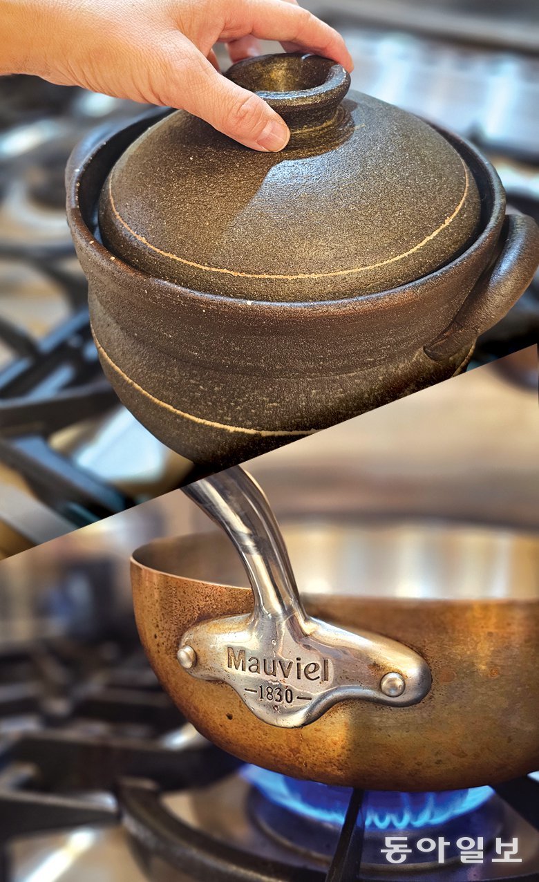 A French pan for frying rice (above) and vegetables that are carefully cooked every morning. Reporter Kim Seon-mi kimsunmi@donga.com