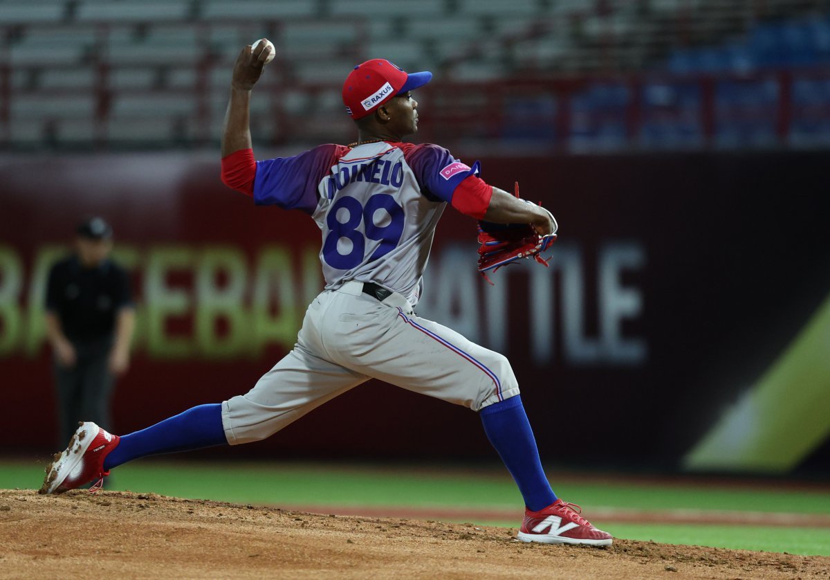 14일(현지시간) 오후 대만 타이베이시 톈무 야구장에서 열린 2024 WBSC 프리미어12 B조 예선 대한민국과 쿠바의 경기, 1회말 쿠바 선발 리반 모이넬로가 역투하고 있다. 2024.11.14 뉴스1