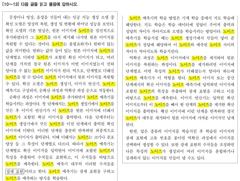 ‘노이즈’라는 단어가 45회 반복된 2025학년도 대학수학능력시험(수능) 국어영역 지문. 한국교육과정평가원 제공