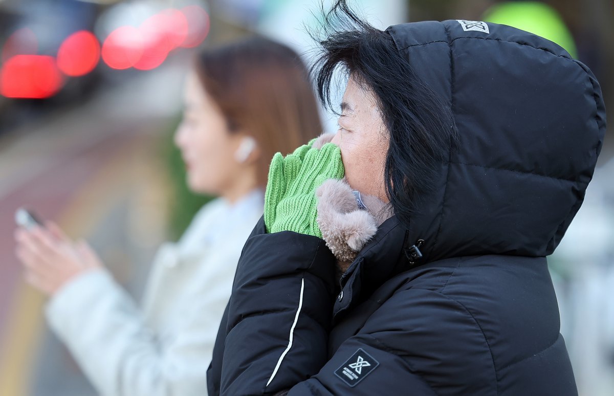 서울 지역 아침 최저 기온이 올가을 들어 처음으로 영하권까지 떨어지며 추운 날씨를 보인 18일 오전 서울 세종대로 광화문사거리에서 두터운 옷차림을 한 시민이 신호를 기다리고 있다. 2024.11.18 뉴스1