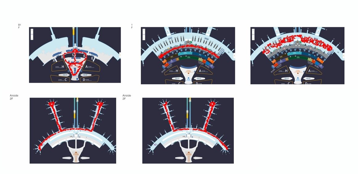 인천국제공항에 구축한 실내 위치 추적 및 맵핑 솔루션 / 출처=아이핀랩스