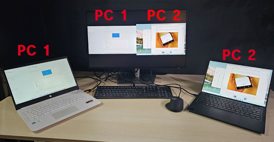 모니터 하나로 PC 2대의 화면을 동시 표시하는 PBP 기능 / 출처=IT동아