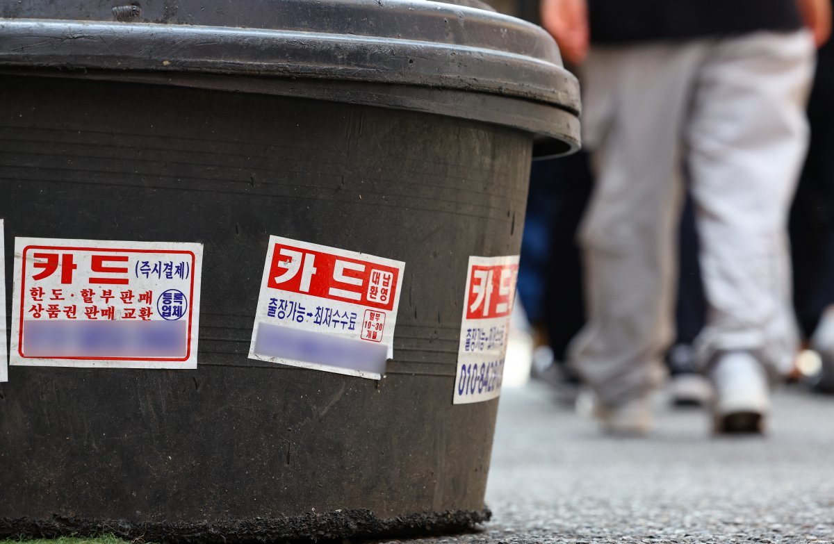 한국은행에 따르면 현금 서비스와 카드론 등 일반은행의 신용카드 대출금 연체율이 지난 2월 말 3.4%로, 2014년 11월(3.4%) 이후 10년만에 가장 높은 것으로 집계됐다. 신용점수가 낮은 차주들이 1·2금융권에서 대출에 실패하자 카드론 등으로 몰린 영향으로 해석된다. 사진은 29일 서울 시내 한 거리에 붙은 신용카드 대출 광고물. 2024.05.29. [서울=뉴시스]