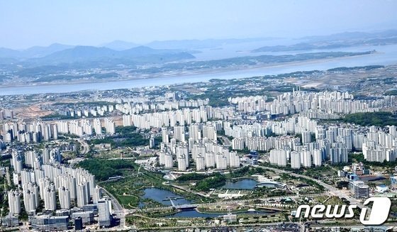 Panoramic view of Unjeong City, Paju-si, Gyeonggi-do.