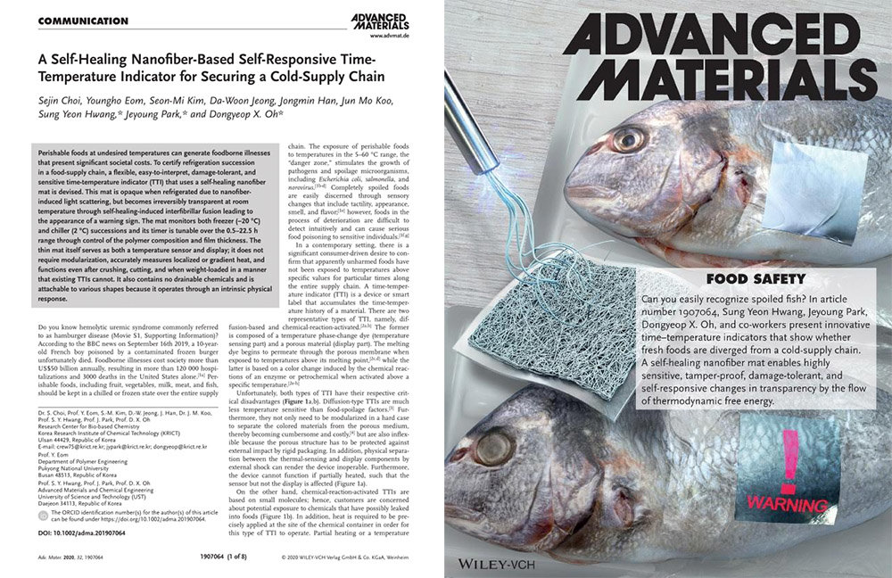 ??? ??? ??? ??? ????? ?????? ‘A Self-Healing Nanofiber-Based Self-Responsive Time-Temperature Indicator for Securing a Cold-Supply Chain’?? ???? ??? ? ?? / ??=??