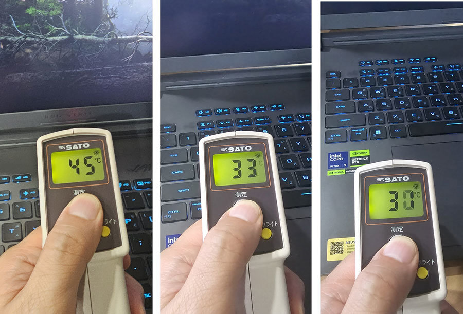 발열 자체는 상당하지만 실제 사용자의 신체가 자주 접촉하는 부분의 온도는 그다지 높지 않다 / 출처=IT동아