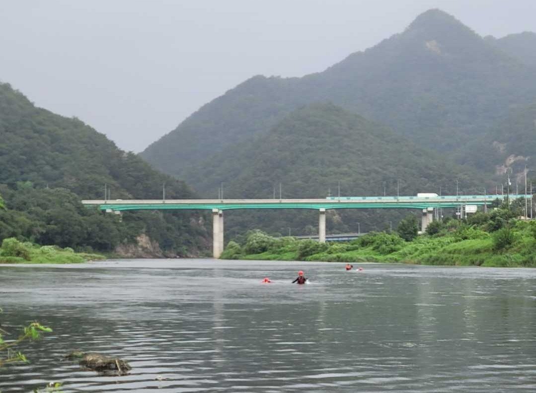 강원 원주 지정면 월송리 섬강 사고 현장. 강원도소방본부 제공