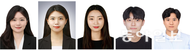 (왼쪽부터) 박지은 교수, 나금비 서울대 박사과정생, 이경아 박사, 기민석 한국공학대 융합기술에너지대학원 석사과정생, 이대현 생명화학공학과 학사과정생. 한국공학대학교 제공