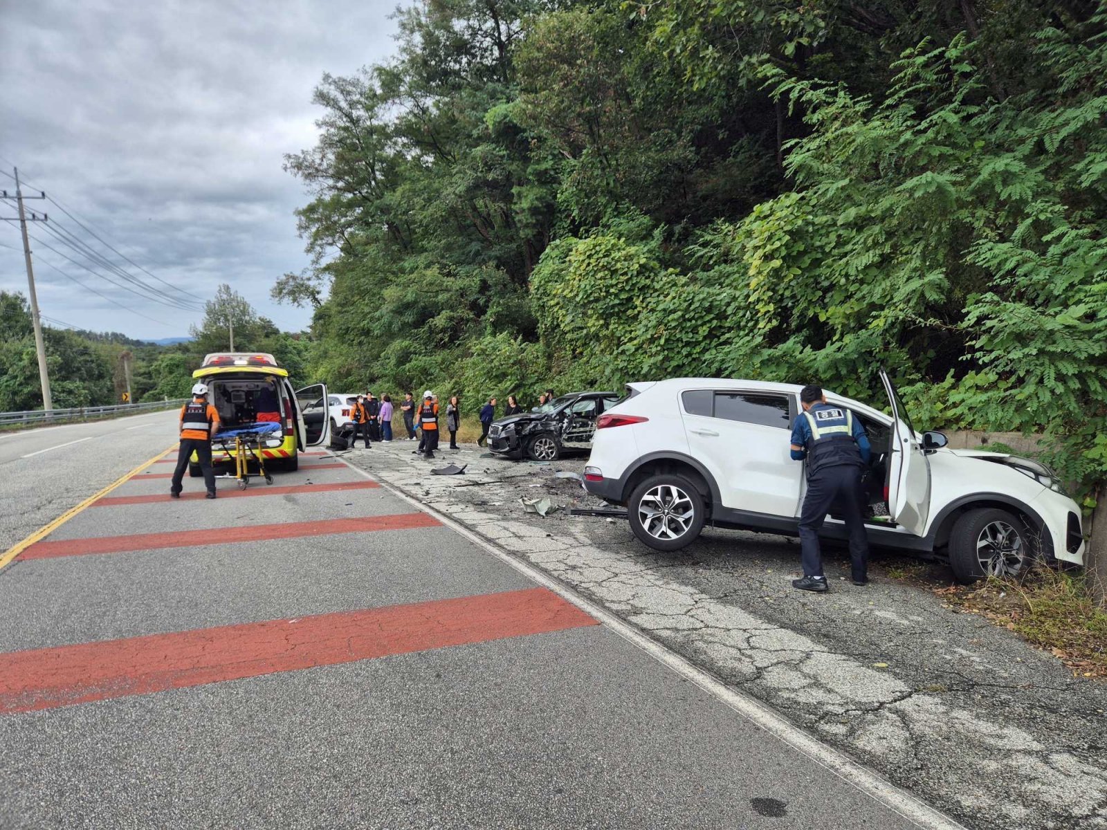6일 횡성 우천면 교통사고 현장. 횡성소방서 제공