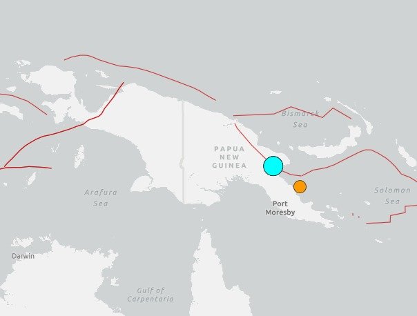 파푸아뉴기니 동부에서 규모 6.6 지진이 발생했다. (USGS 제공)