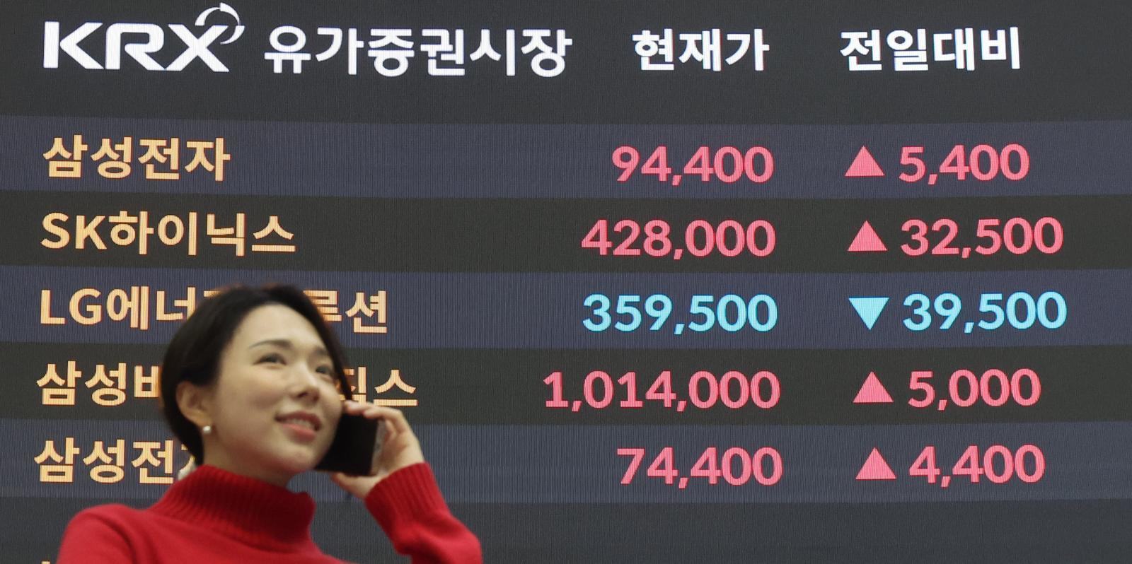 서울 영등포구 여의도 한국거래소 전광판/뉴스1