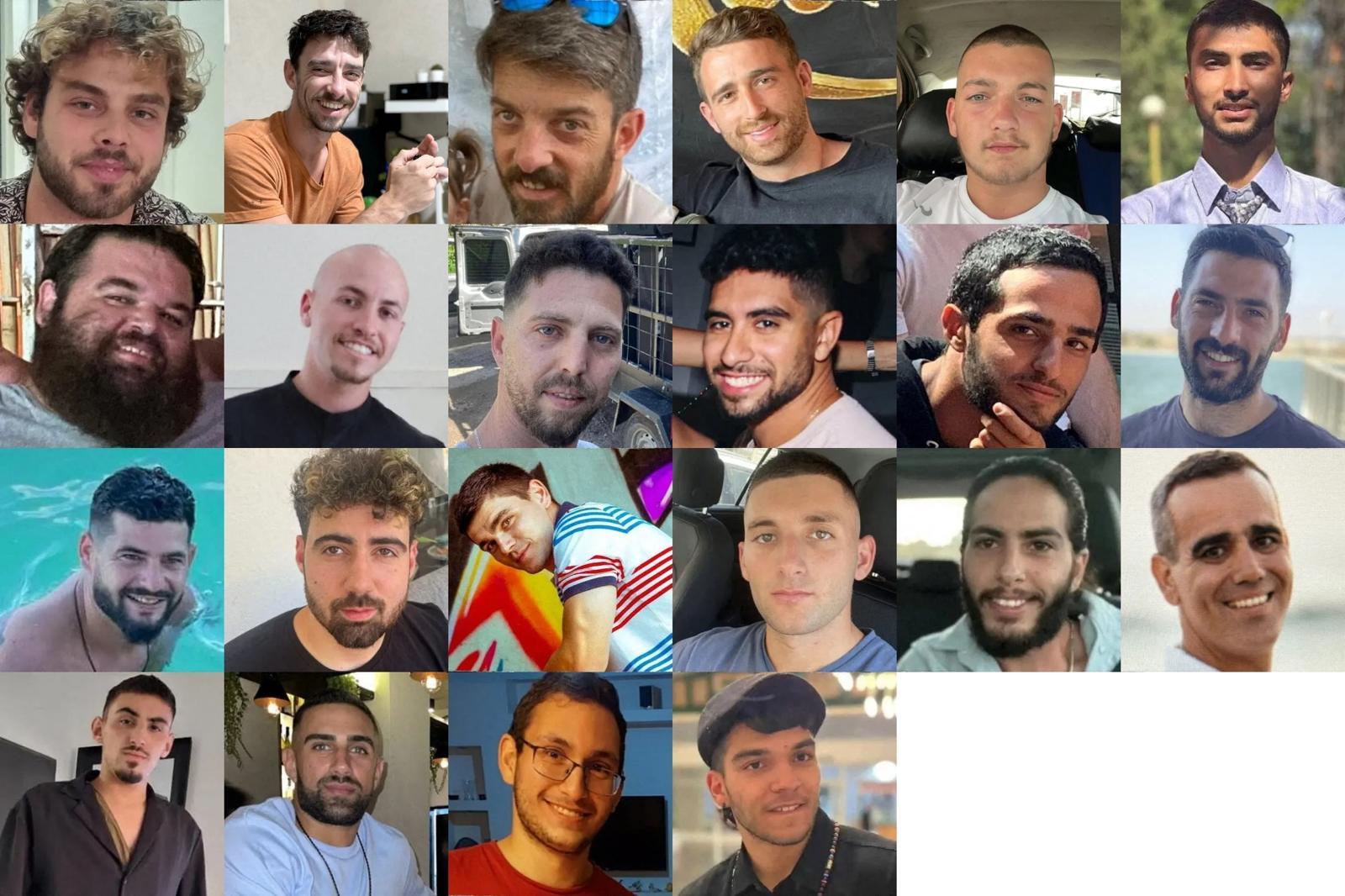 생존한 것으로 파악되거나 생존 여부가 불분명한 이스라엘 인질 22명. 뉴스1