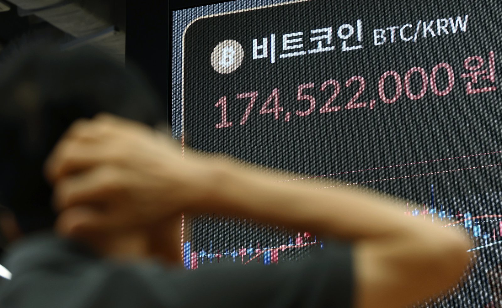 도널드 트럼프 미국 대통령의 중국에 대한 우호적인 발언 영향에 비트코인(BTC) 가격이 반등한 13일 서울 서초구 강남대로 빗썸라운지에 비트코인 등 가상자산 시세가 표시되고 있다. 2025.10.13/뉴스1