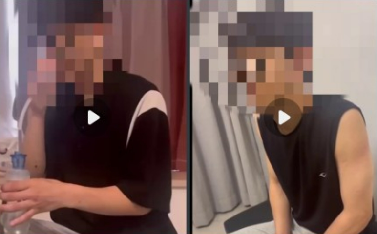 캄보디아에서 납치·살해된 대학생 박모 씨(22)가 생전에 강제로 마약을 투약당하는 모습. 텔레그램 캡처