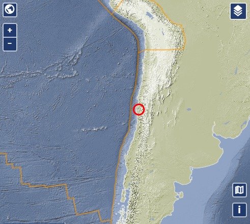 15일(현지시간) 칠레 중부에서 규모 5.5의 지진이 발생했다. 출처=독일 지질학 연구센터(GFZ) 홈페이지 갈무리