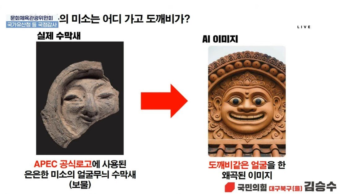 AI가 만든 수막새와 실제 수막새. 김승수 의원실 제공