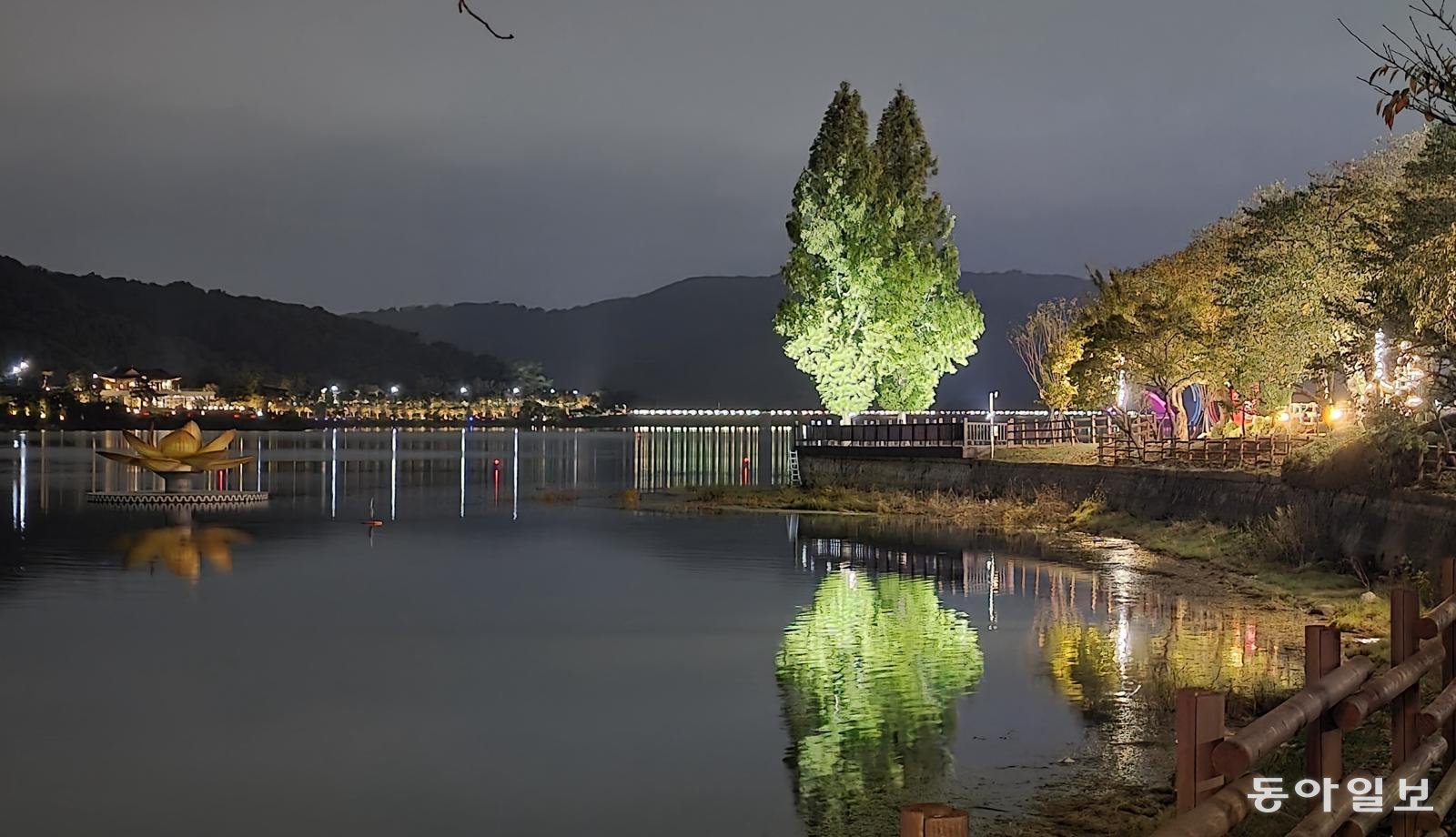 야간 조명이 밝혀진 보문단지.