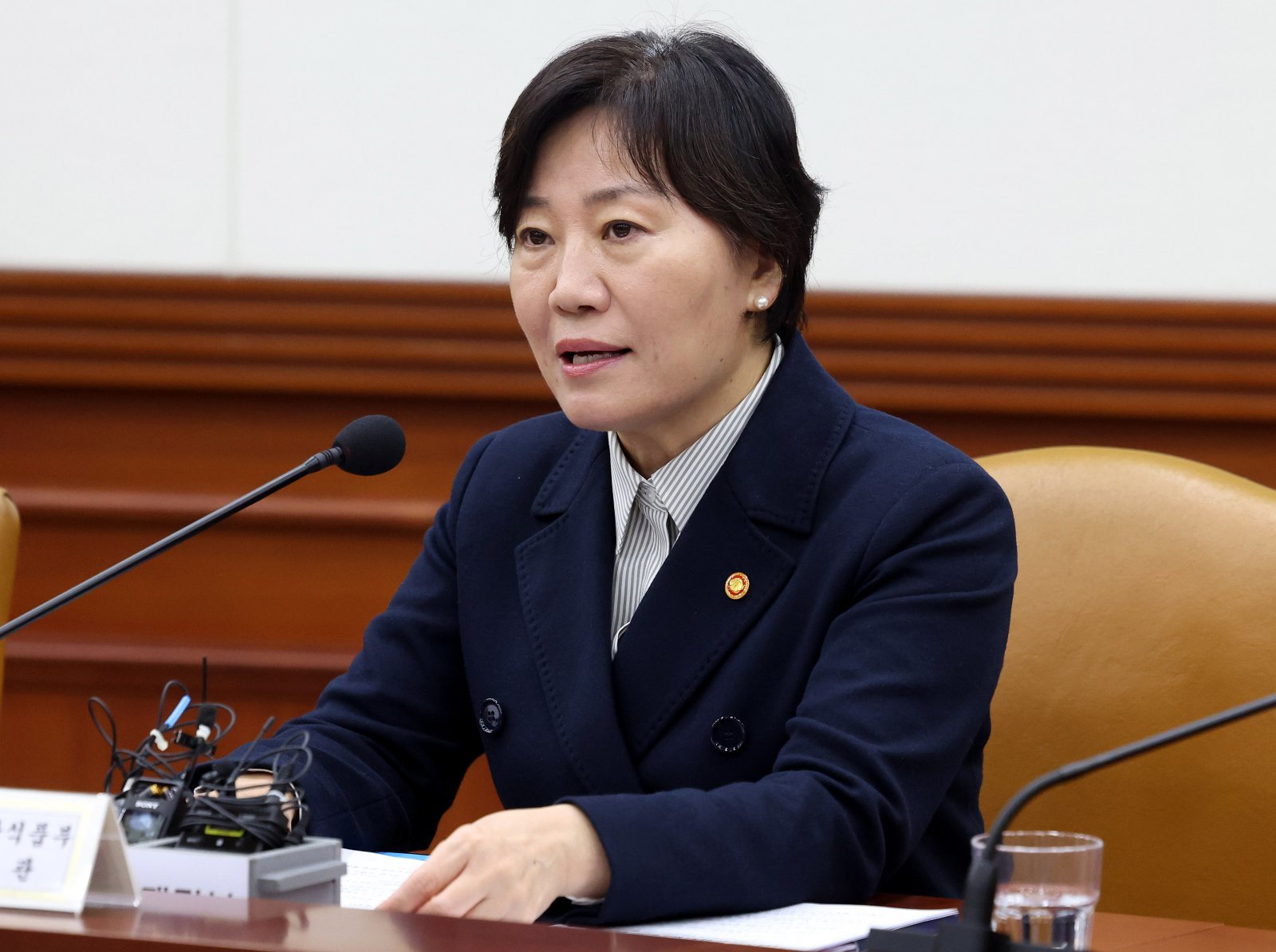 송미령 농림축산식품부 장관이 20일 오전 서울 종로구 정부서울청사에서 열린 성장전략 TF 겸 경제관계장관회의에서 발언하고 있다. 2025.10.20 뉴시스