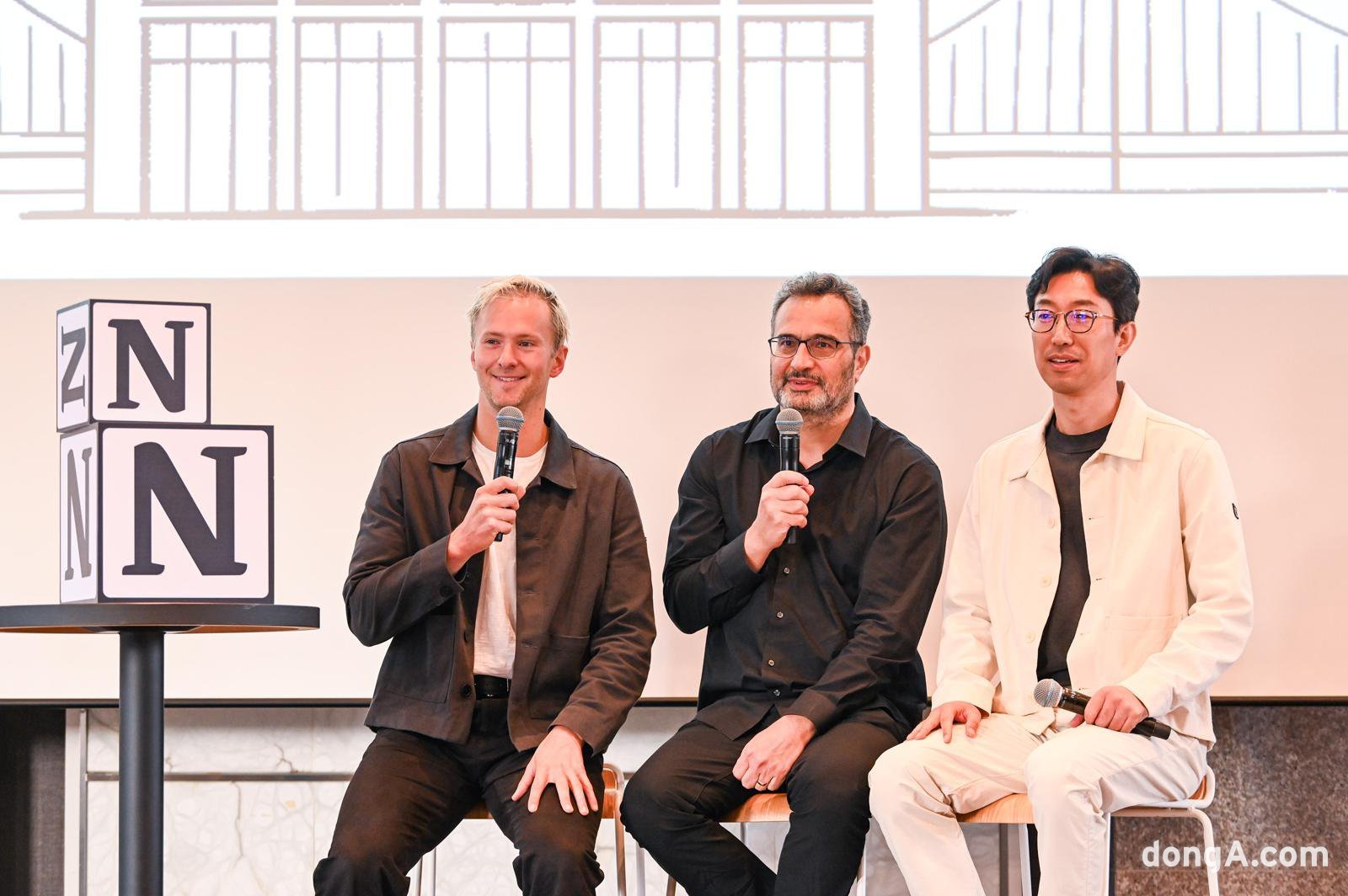 노션이 최신 제품 노션 3.0을 소개하는 기자간담회를 열었다. (왼쪽부터) 존 헐리 노션 제품마케팅 총괄, 퍼지 코스로우샤히 노션 CTO, 박대성 노션 한국지사장.