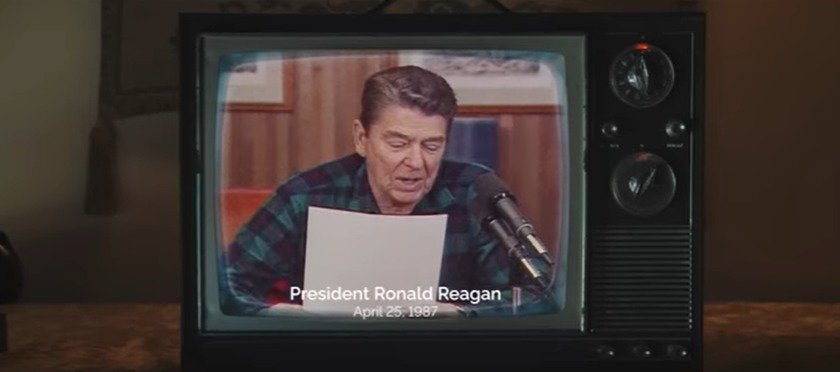 캐나다 온타리오주 정부가 도널드 트럼프 행정부의 관세 정책을 비판하기 위해 활용한 로널드 레이건 전 대통령의 1987년 4월 라디오 연설 영상. (사진=온타리오주 광고 영상 갈무리)
