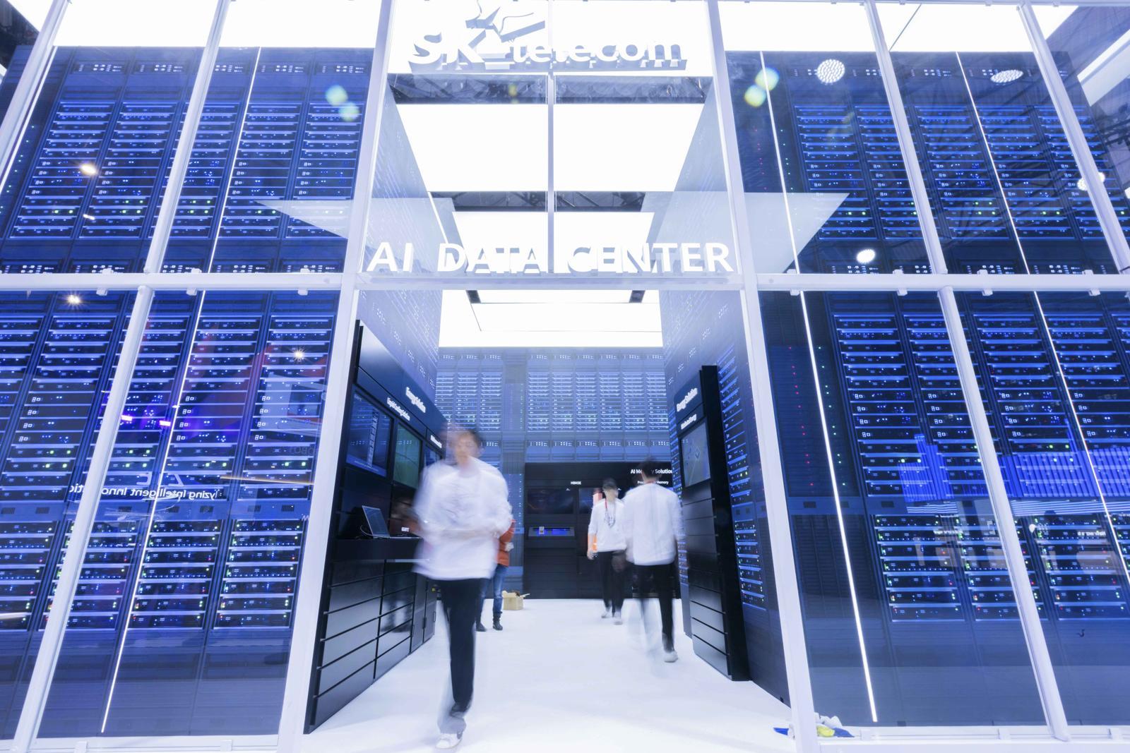 The AI Data Center booth at SK Telecom’s exhibition hall during MWC 2025. Photo provided by North Gyeongsang Province