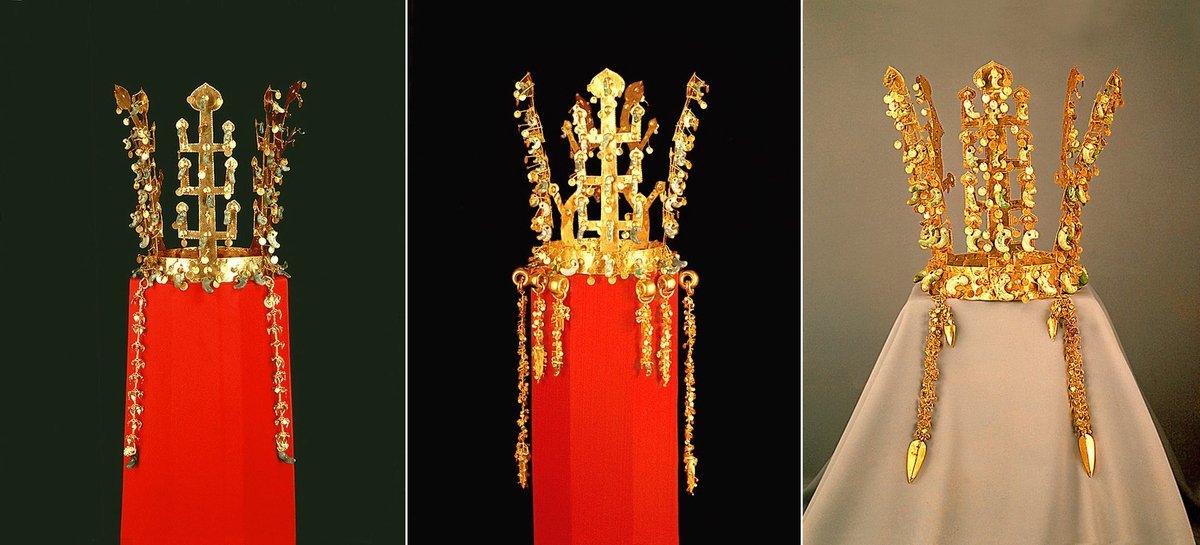 신라 금관들. 왼쪽 사진부터 금관총, 황남대총 북분, 천마총에서 발굴된 금관. 동아일보DB