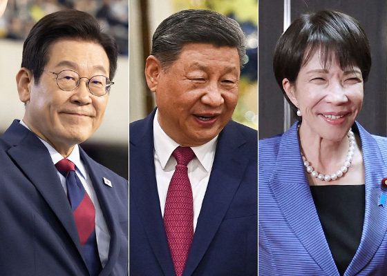 이재명 대통령, 시진핑 중국 국가주석, 다카이치 사나에 일본 총리 자료사진.