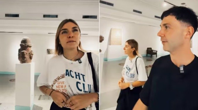 영국 블로거인 알렉스 원더스가 인도 여성 친구에서 왜 인도국립박물관에 유물이 별로 없냐고 묻는 장면사진. 출처=알렉스 원더스 인스타그램