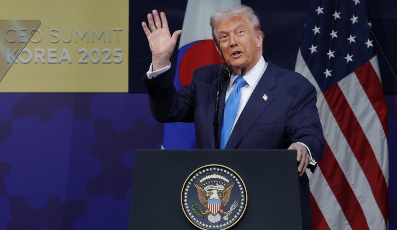 도널드 트럼프 미국 대통령이 29일 경북 경주 예술의전당에서 열린 ‘2025 아시아태평양경제협력체 최고경영자 서밋(APEC CEO SUMMIT)’에 참석해 정상 특별연설 하고 있다. 경주=박형기 기자 ontshot@donga.com