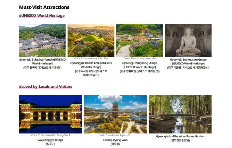 APEC 정상회의 관련 경주 여행정보 제공 화면(VISITKOREA). 한국관광공사 제공