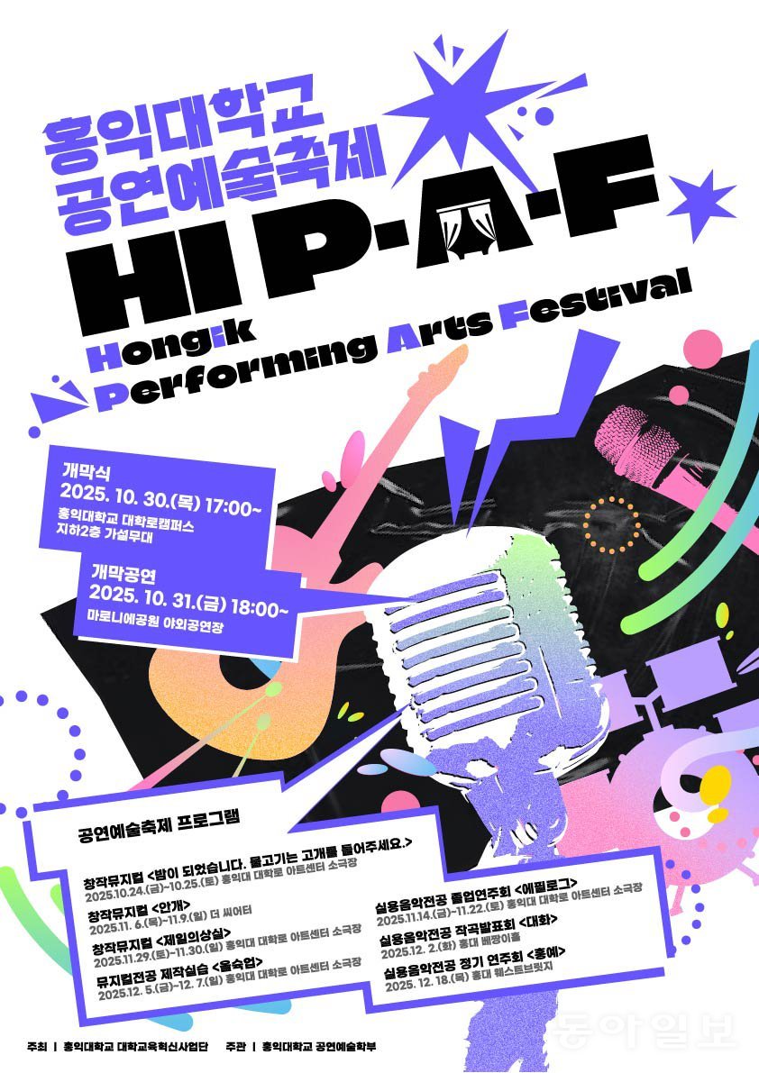 홍익대, ‘2025 공연예술축제 HI-PAF’ 개최
