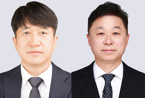 왼쪽부터 민왕일 현대리바트 대표이사(내정) 사장, 유재기 현대에버다임 대표이사(내정) 전무. 현대백화점그룹 제공