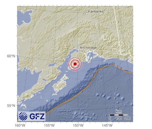 미국 알래스카에서 30일(현지시간) 규모 5.7의 지진이 발생했다고 로이터 통신이 보도했다. 독일 지구과학연구센터 홈페이지