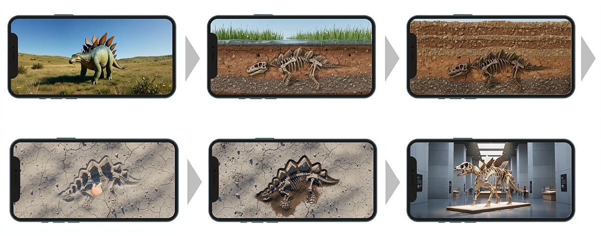 무아베모션의 인터랙션 기술로 만든 3D 공룡 화석 발굴 체험 / 출처=무아베모션