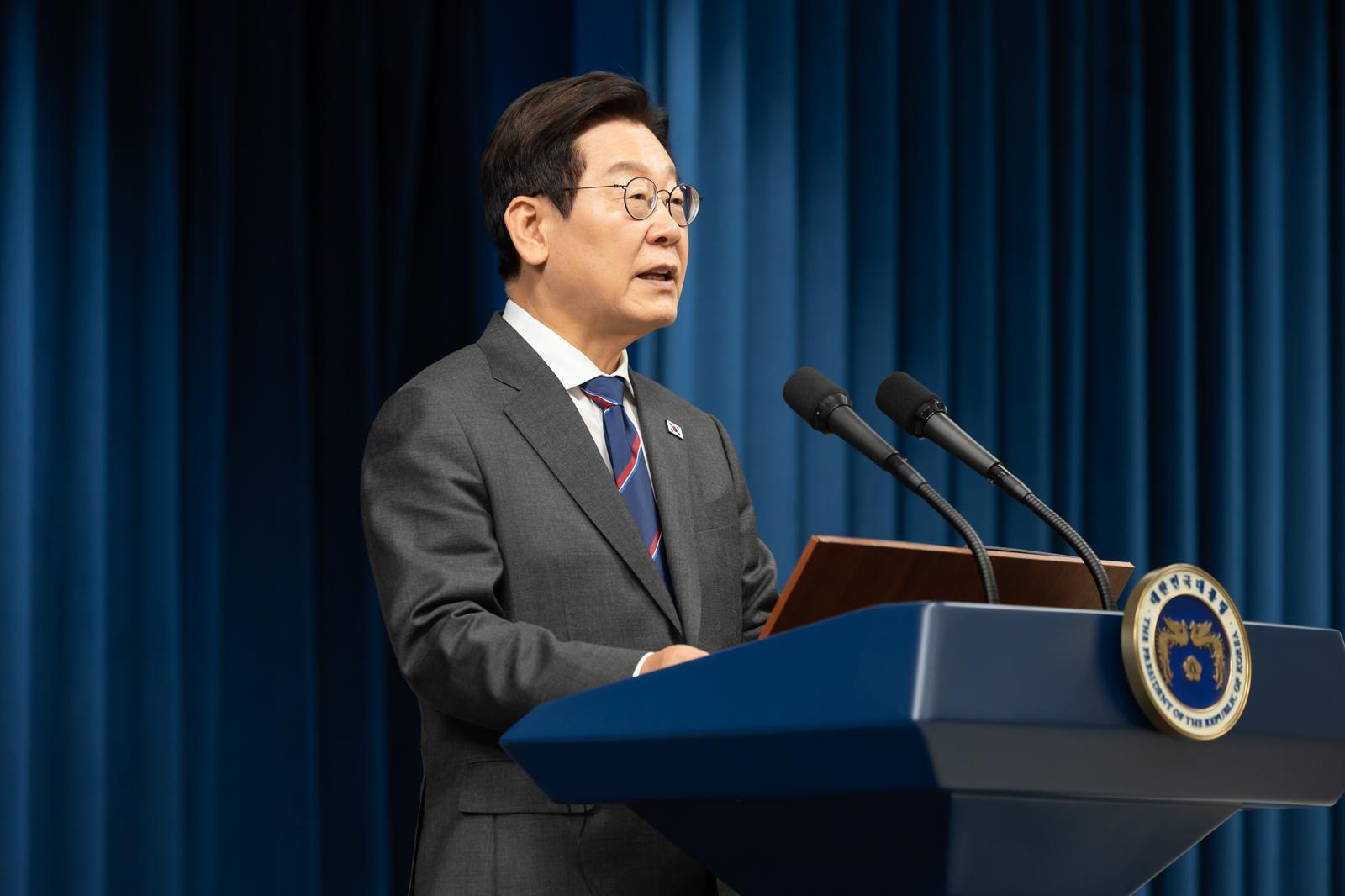 이재명 대통령이 지난 2일 서울 용산 대통령실 청사에서 공동언론발표를 하고 있다. (대통령실 제공)