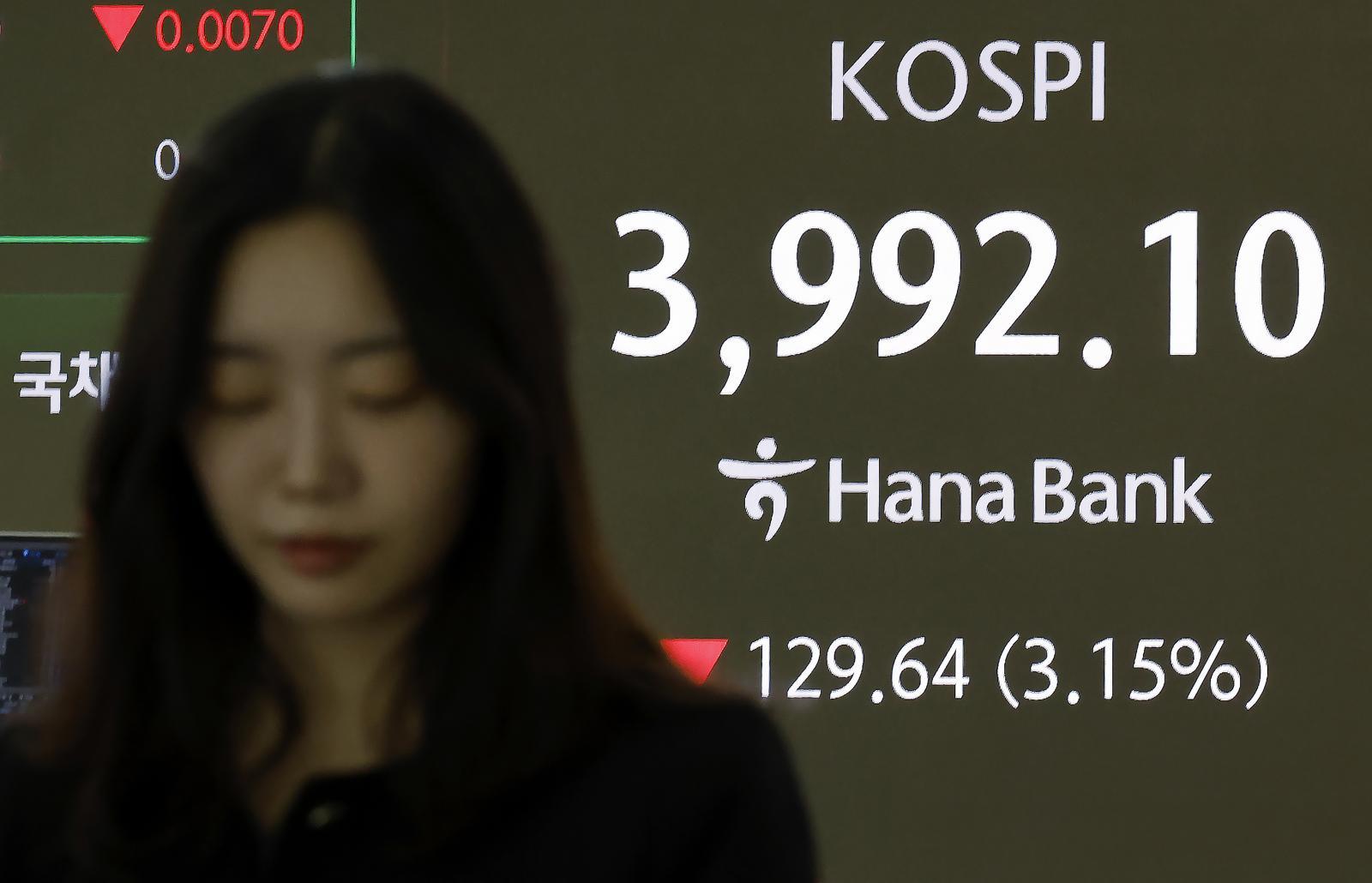 [속보]코스피 4000 무너졌다…‘매도 사이드카’ 발동