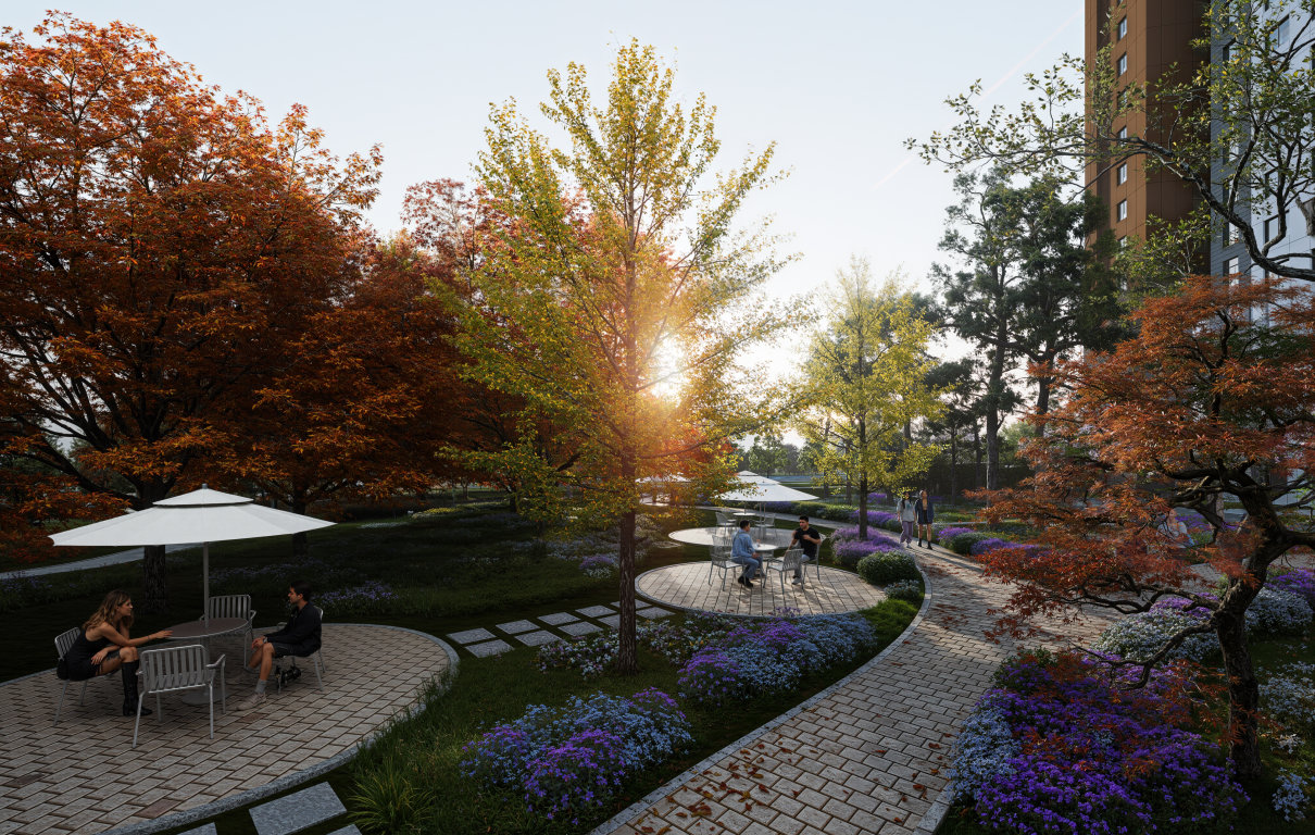 풍무역 푸르지오 더 마크 단지 내 조경.