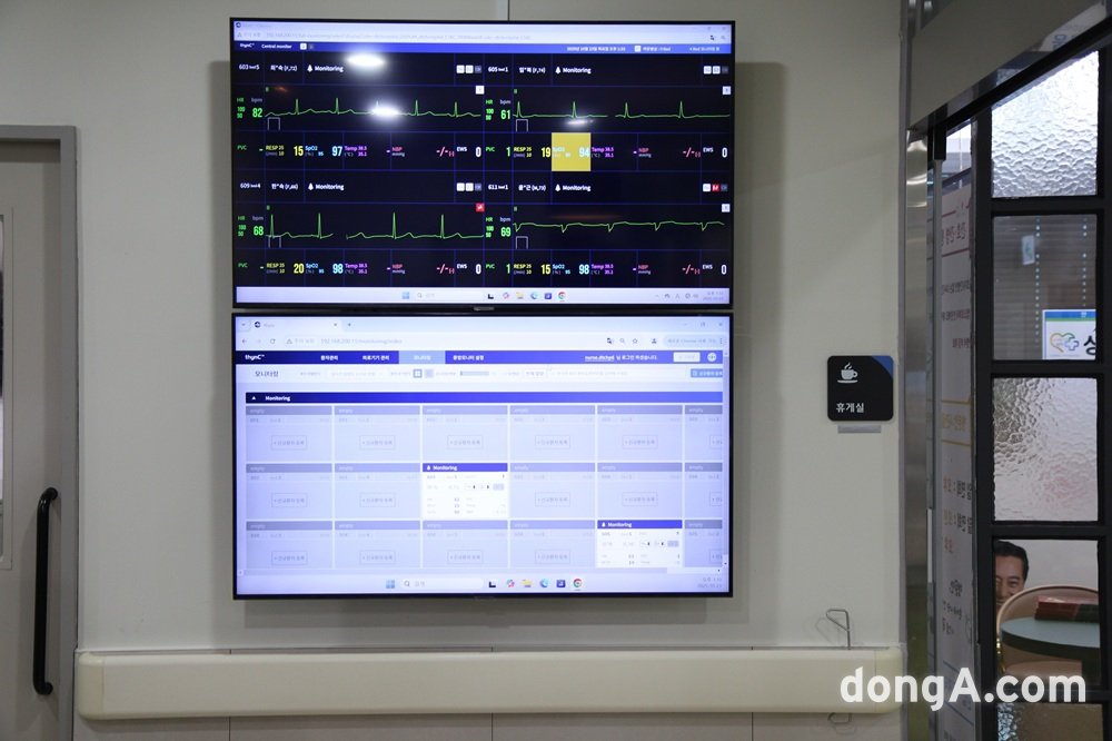 대웅제약 씽크 모니터가 설치된 동탄시티병원 병동