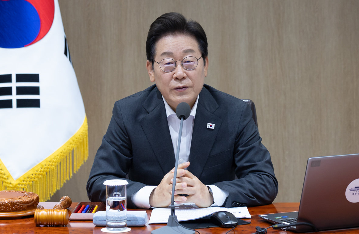 이재명 대통령이 22일 서울 용산 대통령실 청사에서 열린 국무회의에서 발언하고 있다. 대통령실 제공