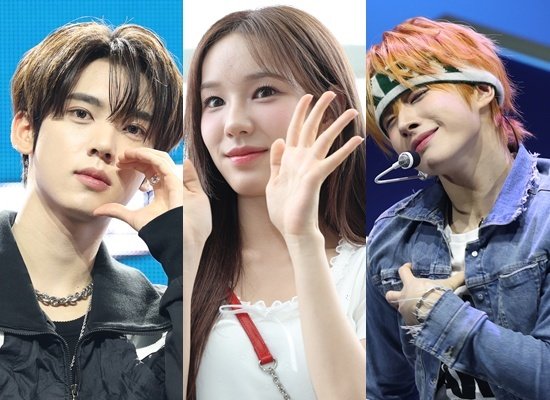 수능보는 아이돌 제로베이스원 한유진, 이즈나 유사랑, 투어스 경민(왼쪽부터) ⓒ 뉴스1