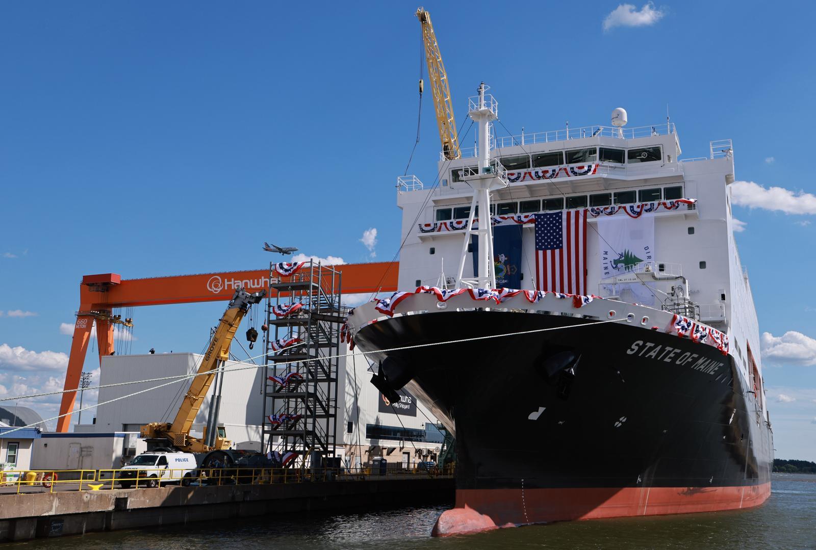 26일(현지 시간) 미국 펜실베이니아주 필라델피아의 한화 필리조선소에 미국 해양청 발주 국가안보 다목적선 ‘스테이트 오브 메인’호가 정박해 있다. 2025.08.27.[필라델피아=뉴시스]