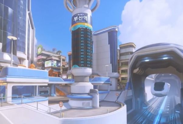 미래의 부산역은 이런 느낌? / 출처=오버워치 공식 유튜브