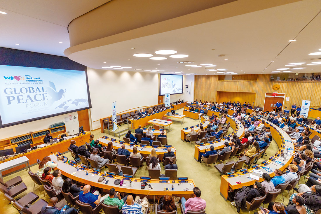 위러브유가 미국 뉴욕 유엔 본부에서 개최한 ‘국제평화포럼’ 현장.  국제위러브유운동본부 제공