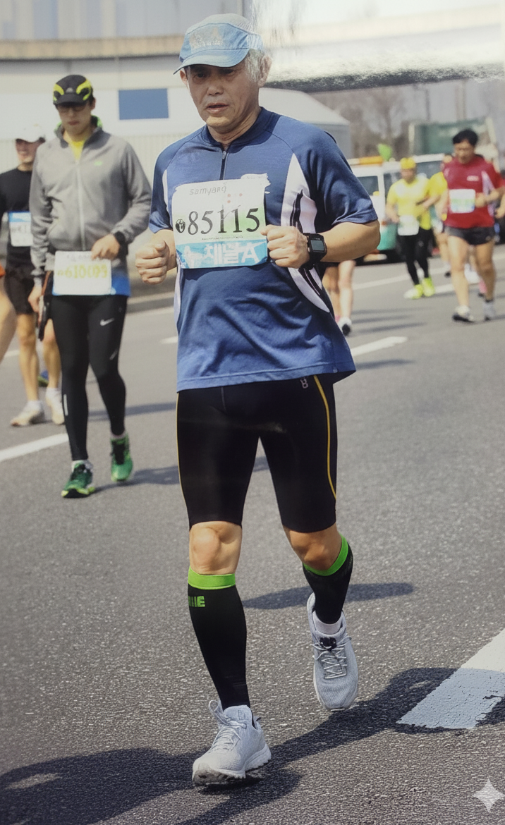 강준환 원장이 2014 서울국제마라톤대회 겸 제85회 동아마라톤대회에서 질주하고 있다. 강준환 원장 제공