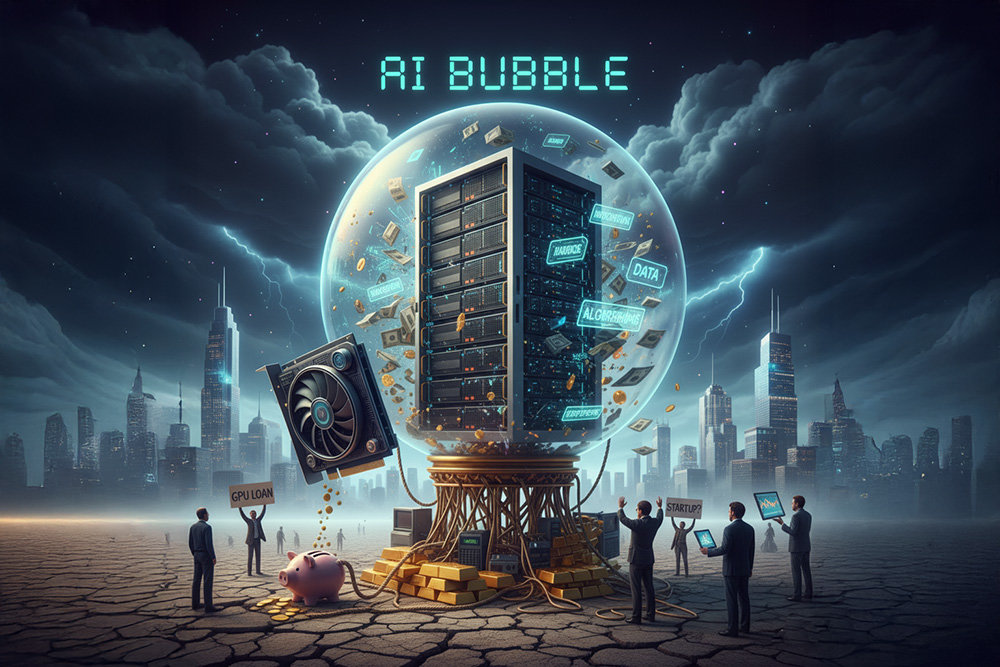 AI가 산업 전반에 등장하고 있지만 그만큼 AI 확산이 버블이라는 인식도 커져가고 있다 / 출처=제미나이 AI 생성